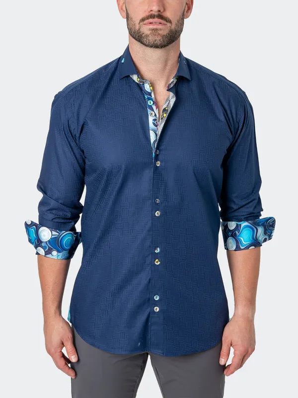 Maceoo Stretch Shirt | Einstein Cubic Blue