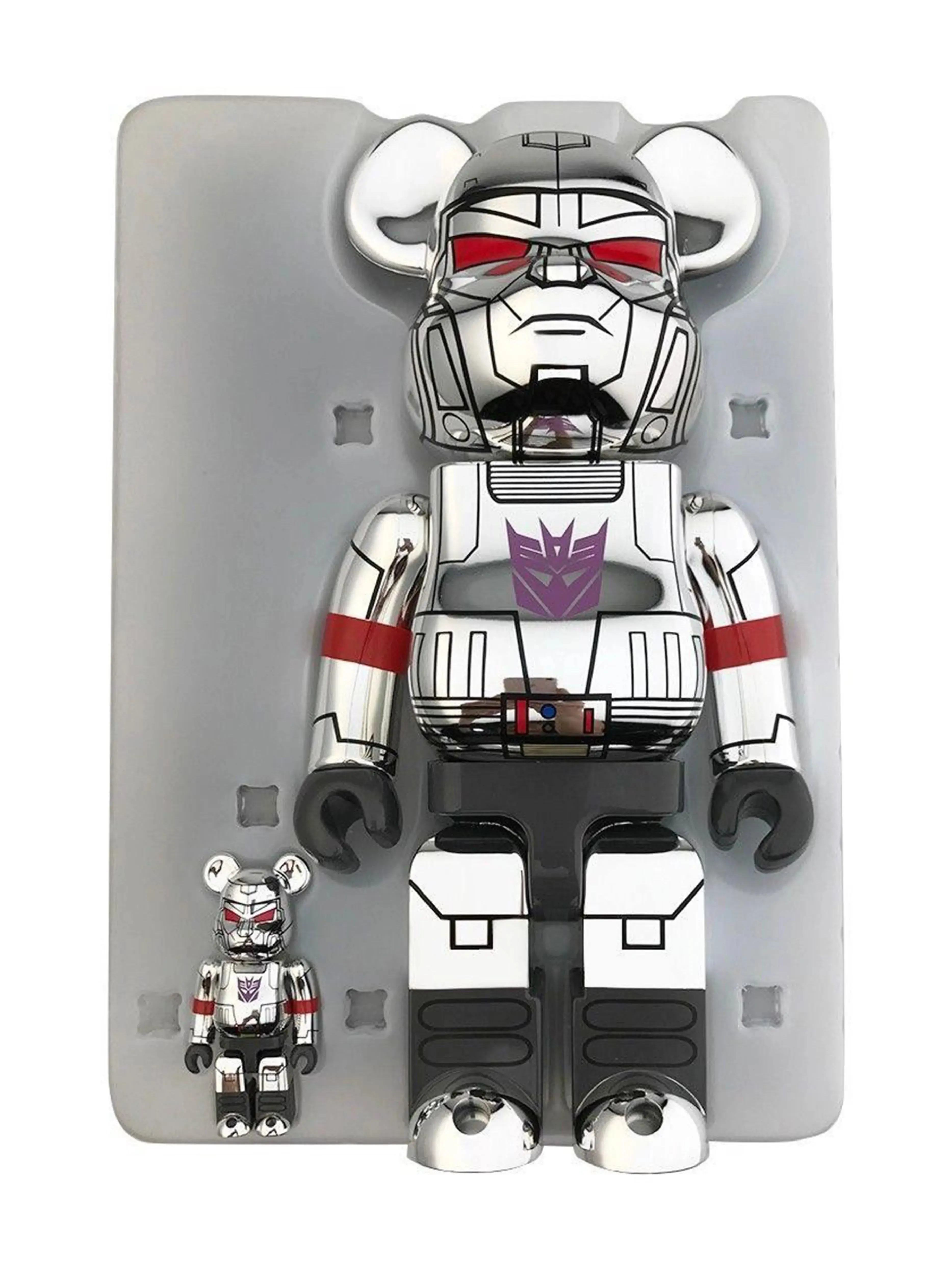 Medicom Toy Be@arbrick BAIT x Medicom Transformers Megatron 100% & 400% Set Silver