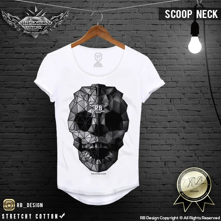 Men's Abstract Skull T-shirt Triangilation RB Design Tank Top MD658 Black/Gray