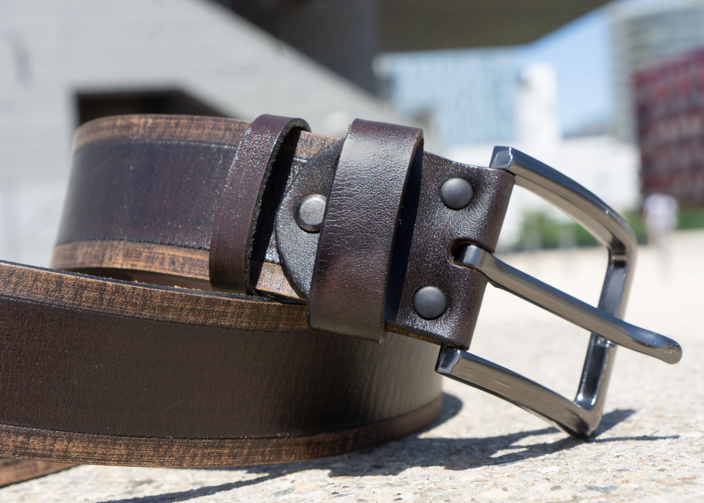 Men’s Leather Belt "History" | Handmade | Vintage Brown