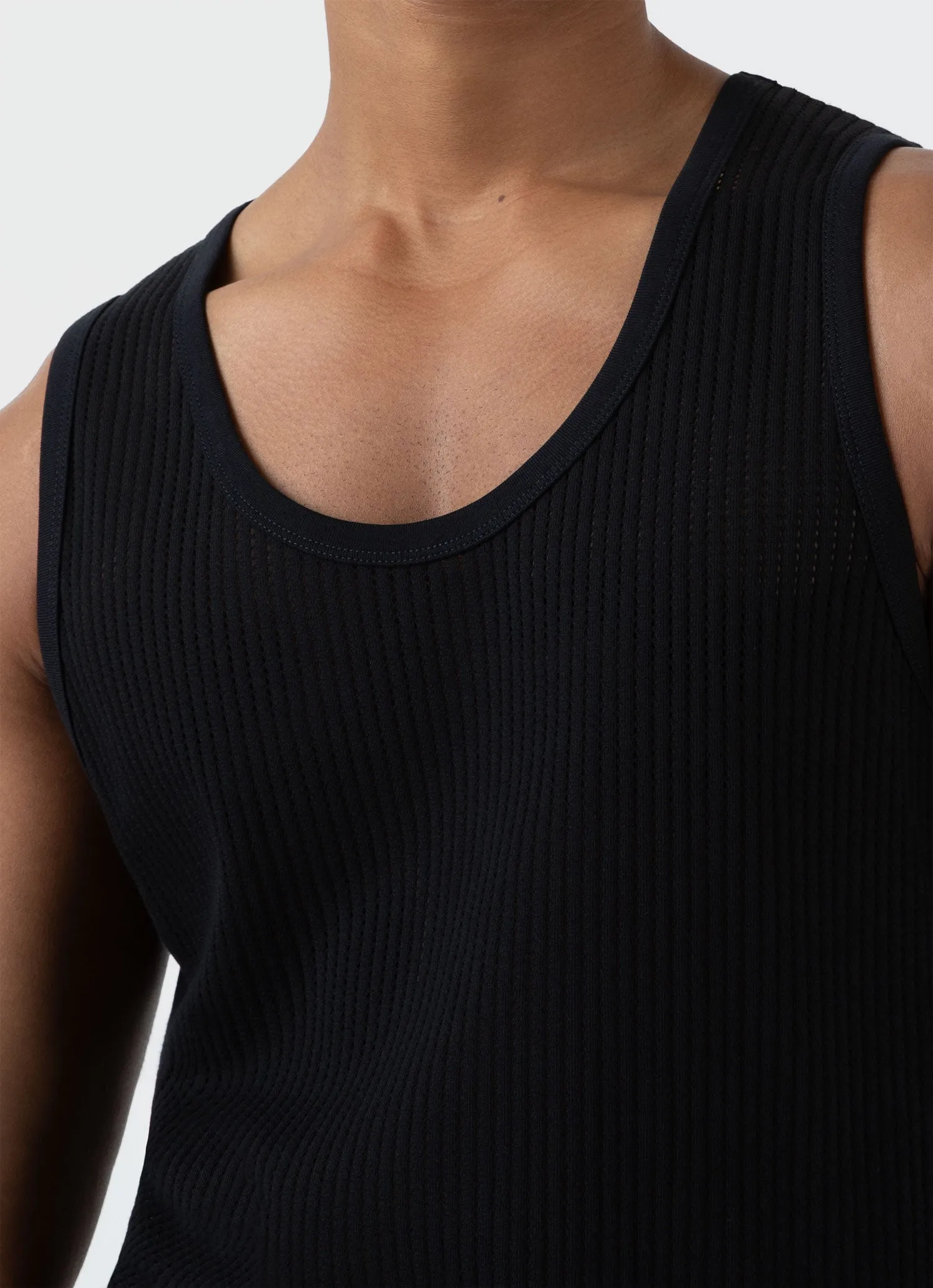 Men's Linear Mesh Tank Top in Black