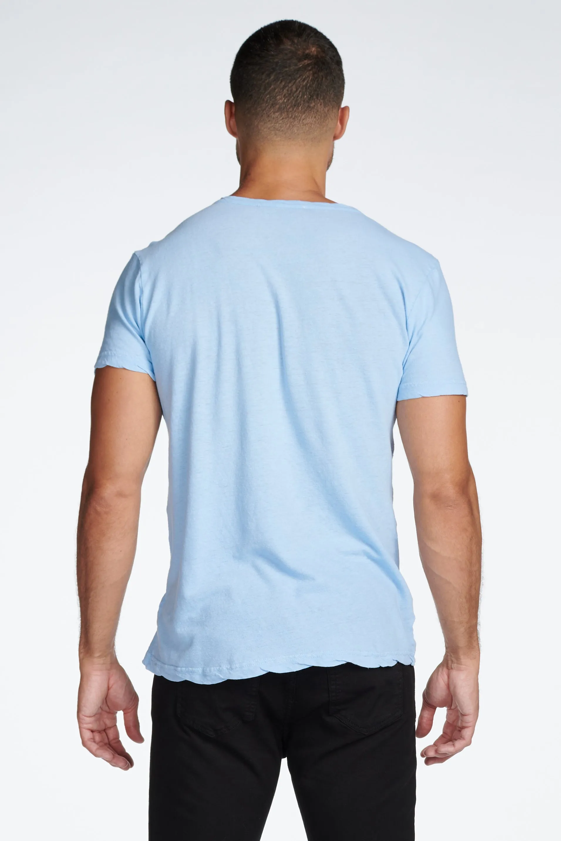 Men's Linen Blend Wide Neck Band Tee