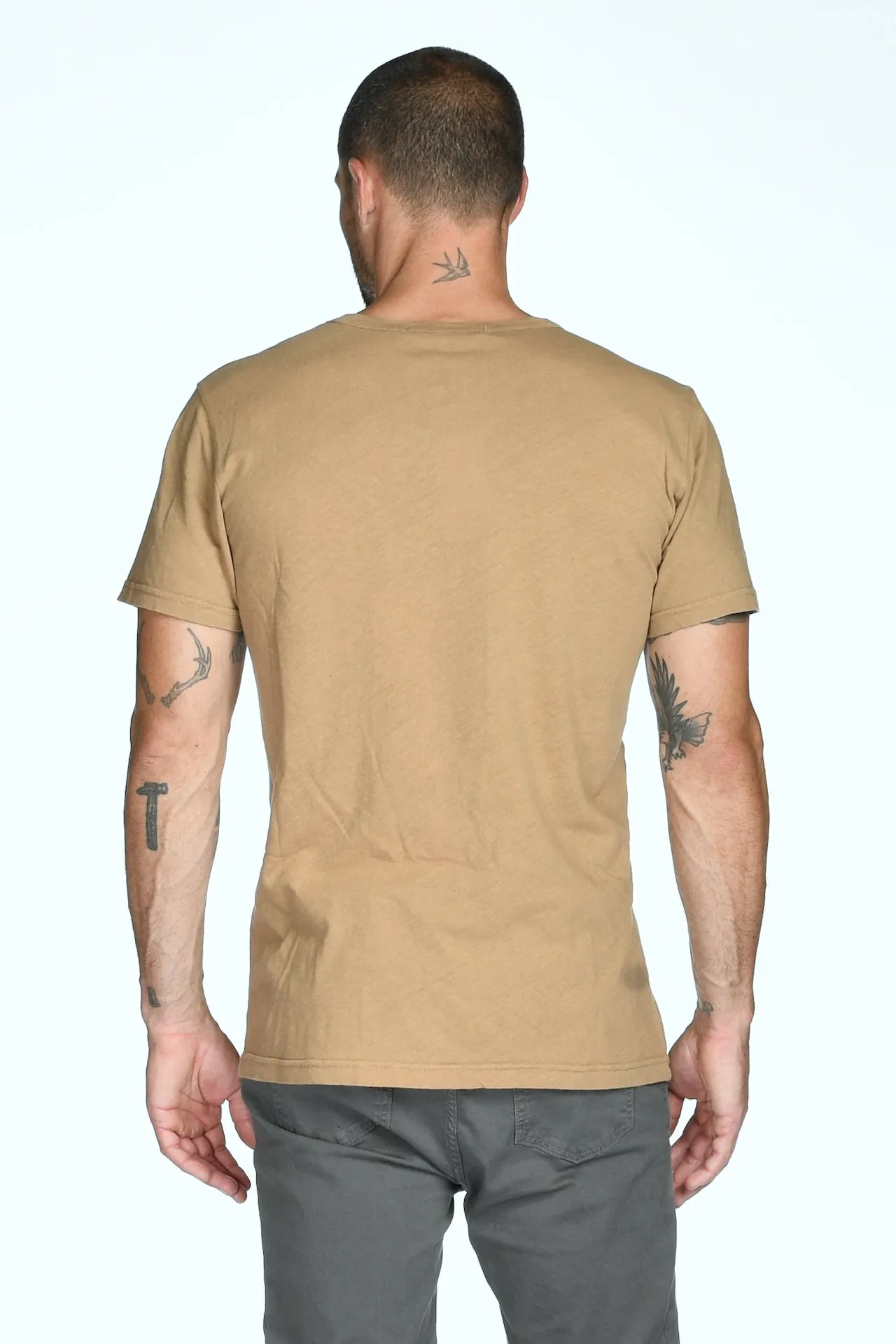 Men's Linen Blend Wide Neck Band Tee