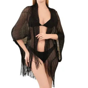 Metallic Tassel Cover Up Kimono Poncho