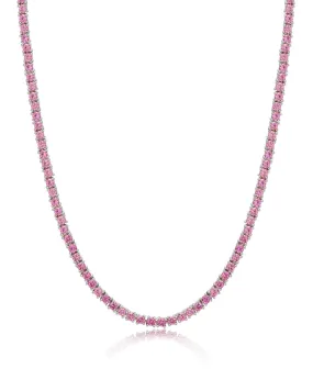 Mini Ballier Necklace- Pink- Silver