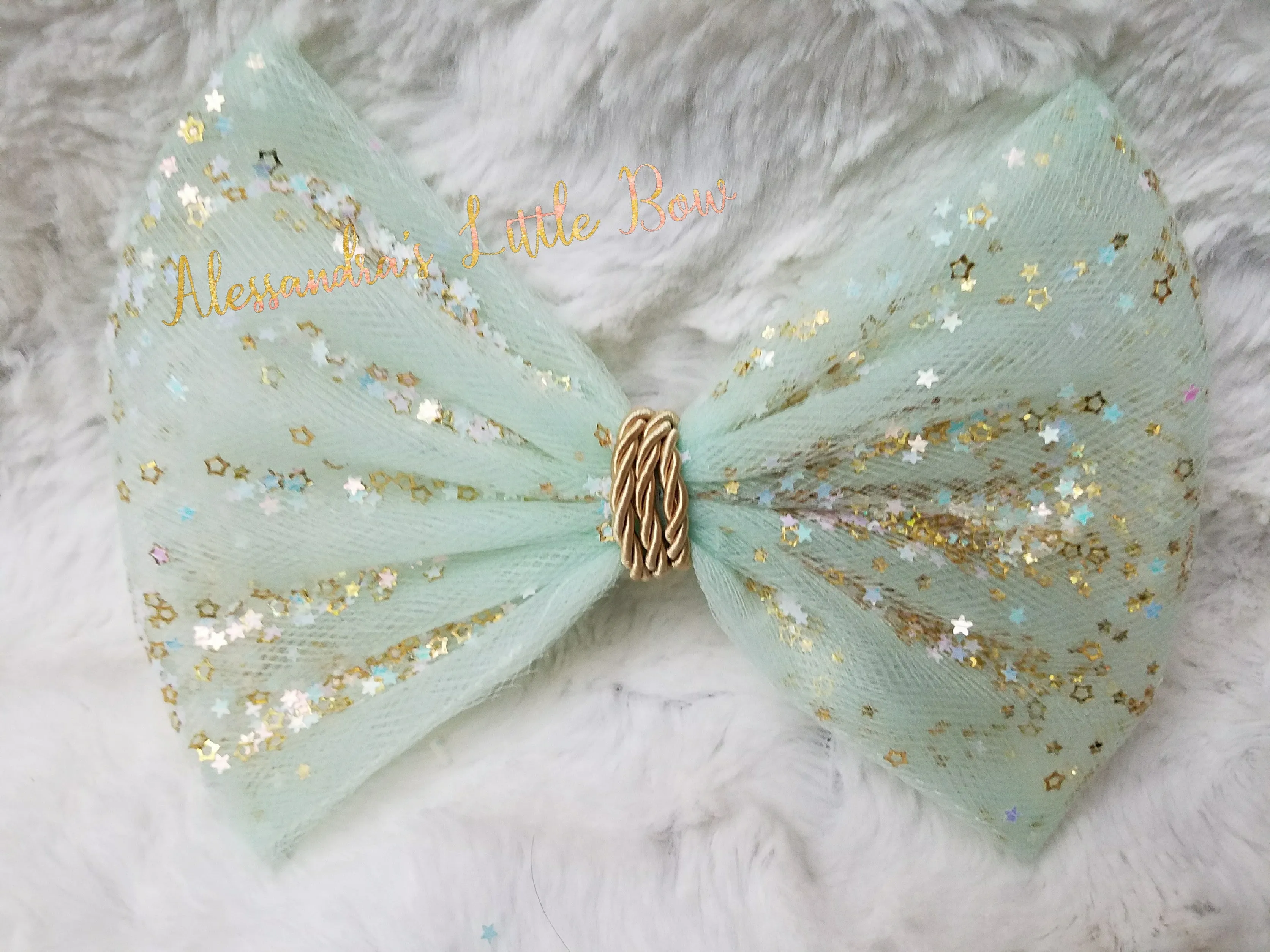 Mint Confetti Bow