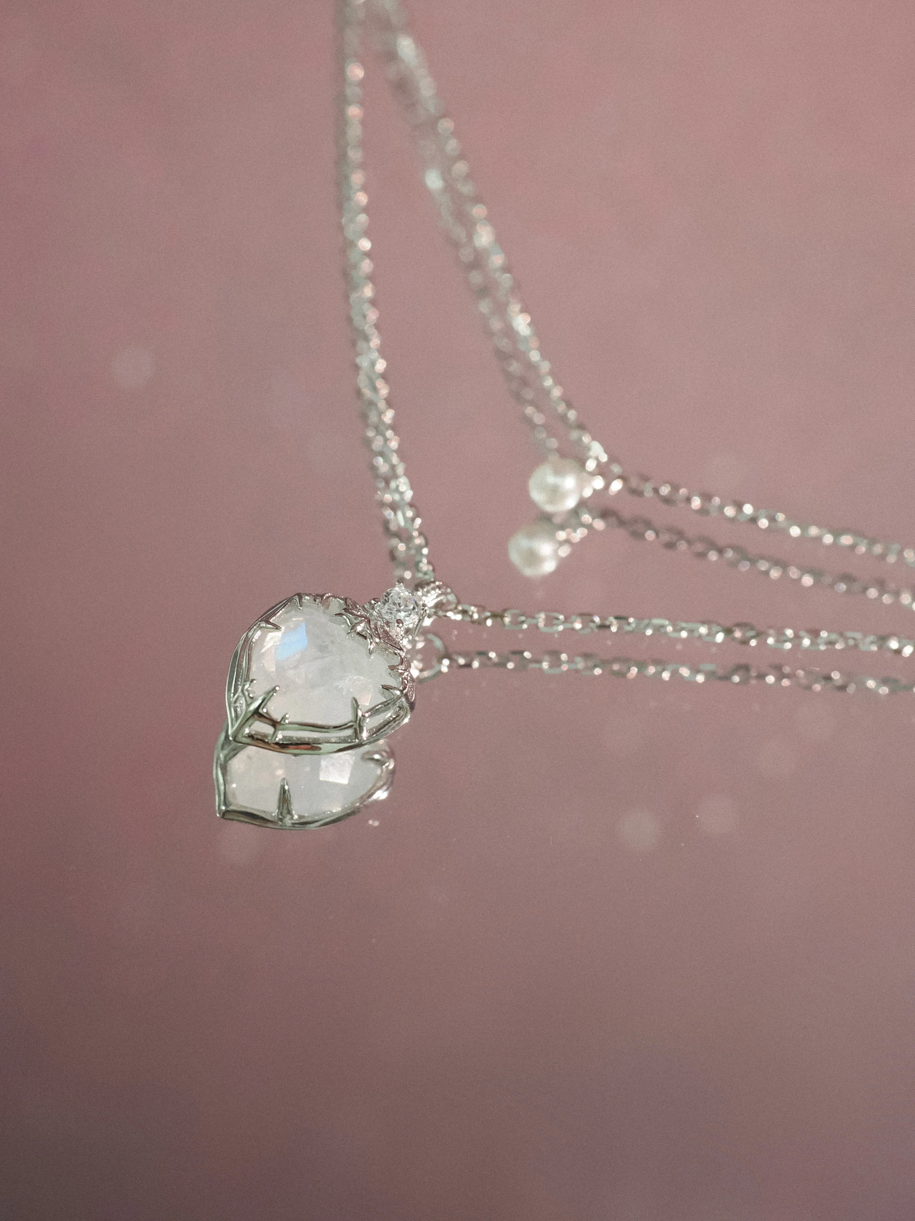 Moonstone & Pearl Silver Layered Necklace - Miracle