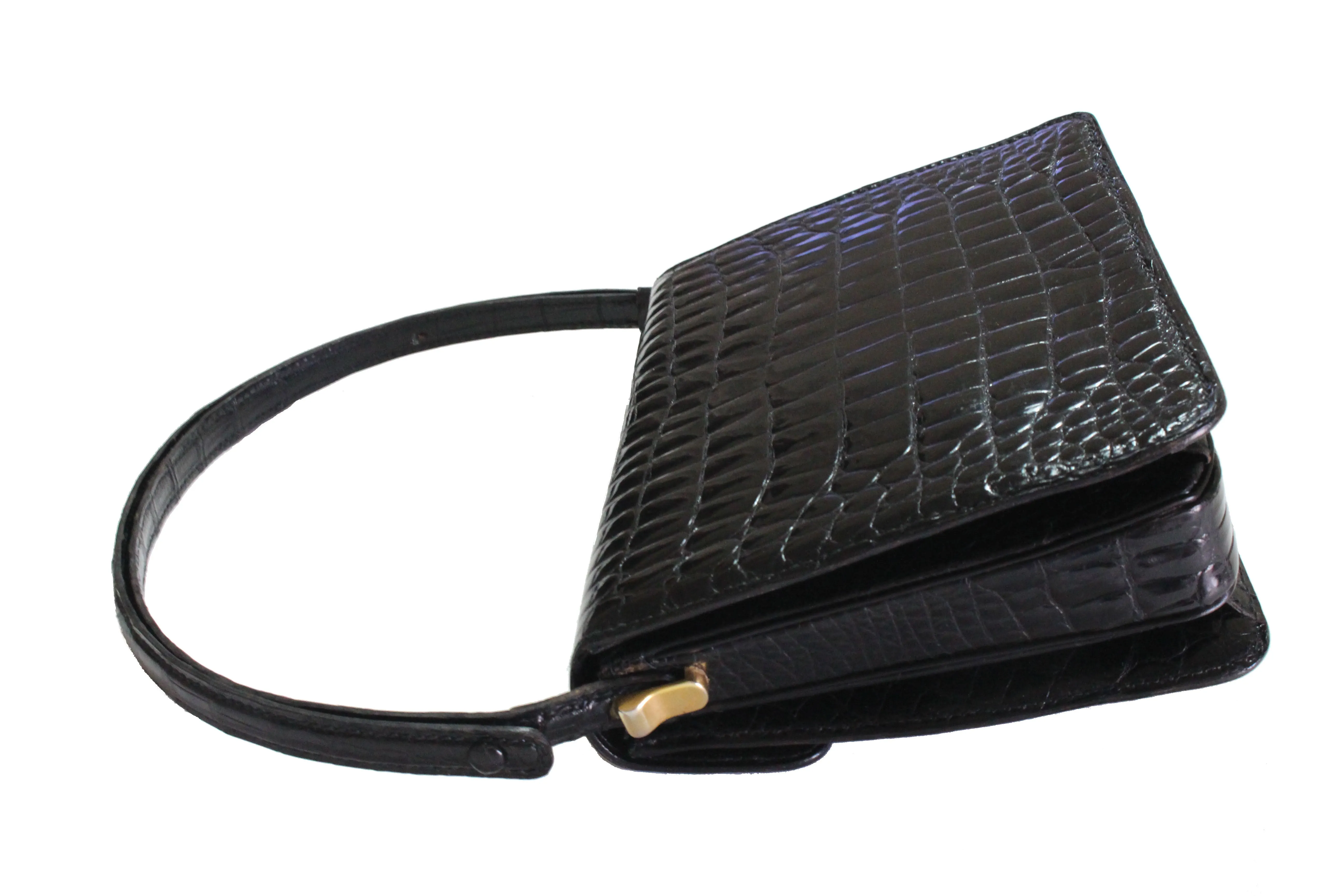 MORABITO black baby crocodile skin handbag