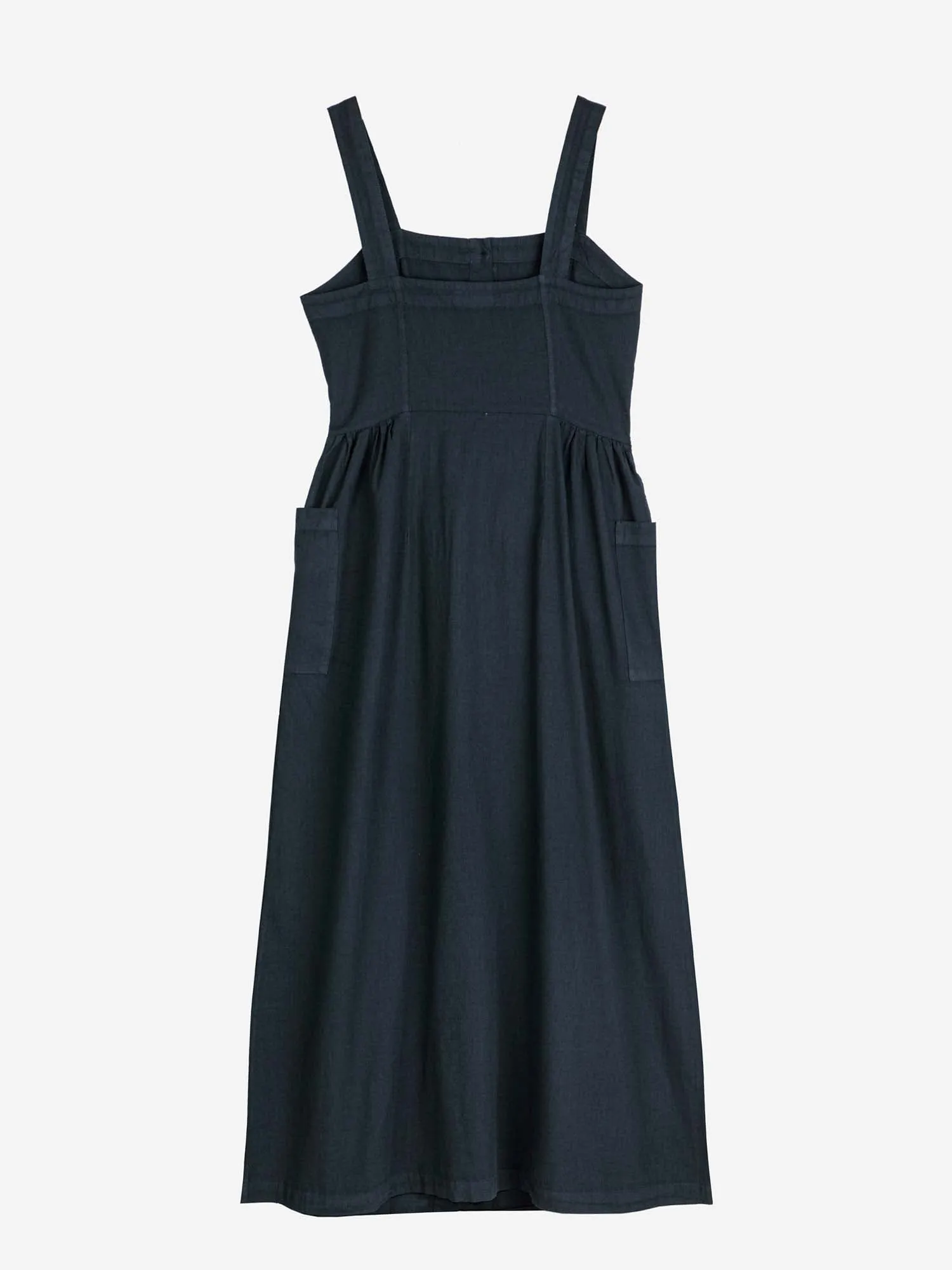 Navy Buttoned Strap Dress