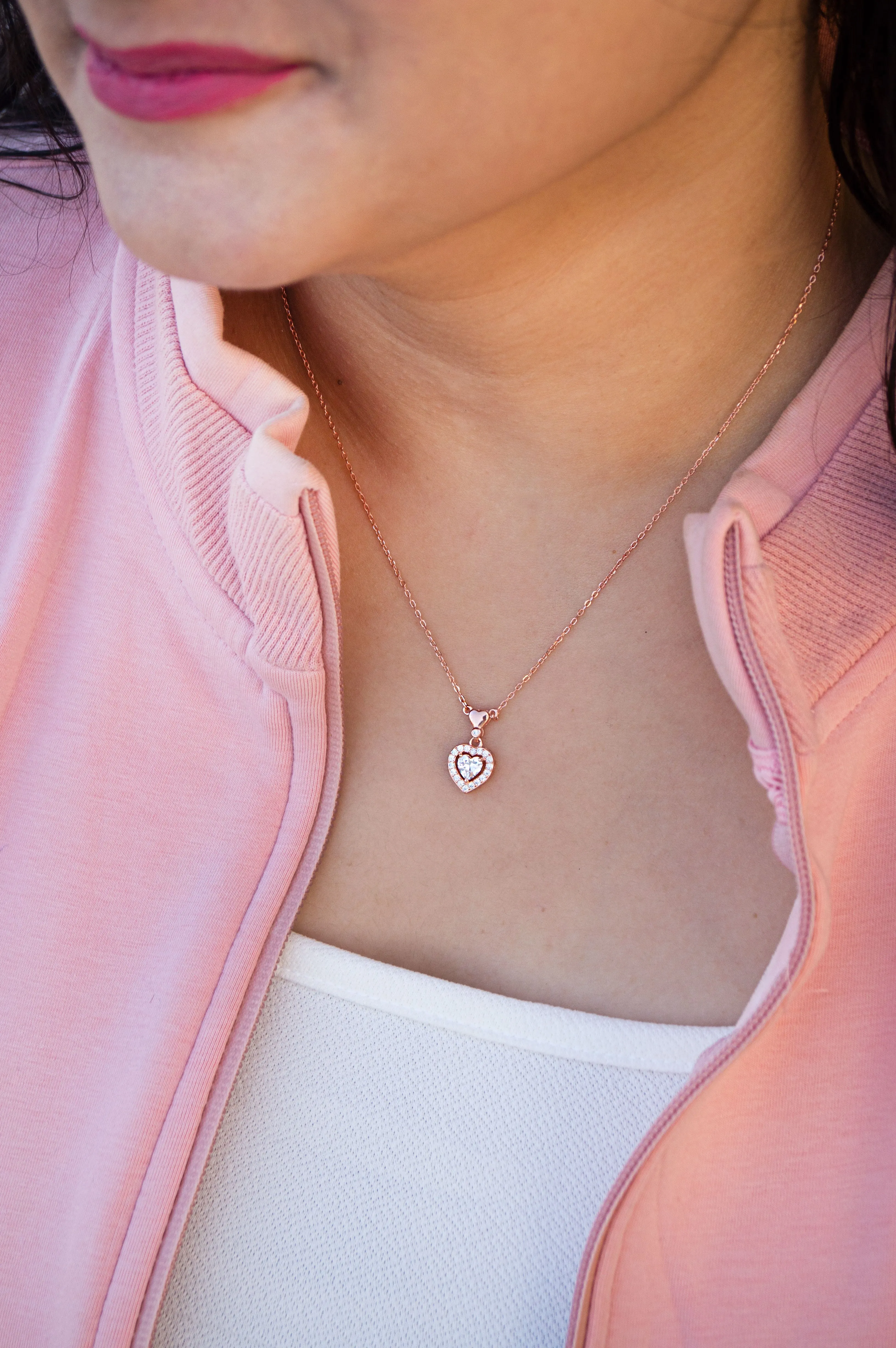 Next To Your Heart Rose Gold Plated Sterling Silver Chain Necklace