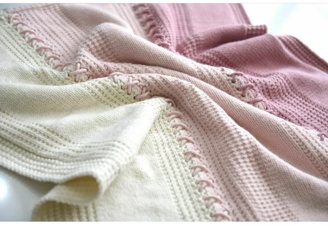 Nipperland geflickte Babydecke Strickdecke Rosa 6539