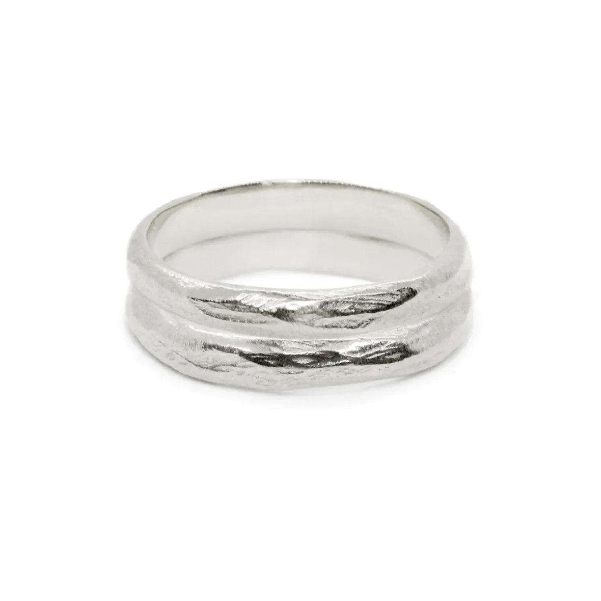 Noemi Carved Stacking Ring, Silver