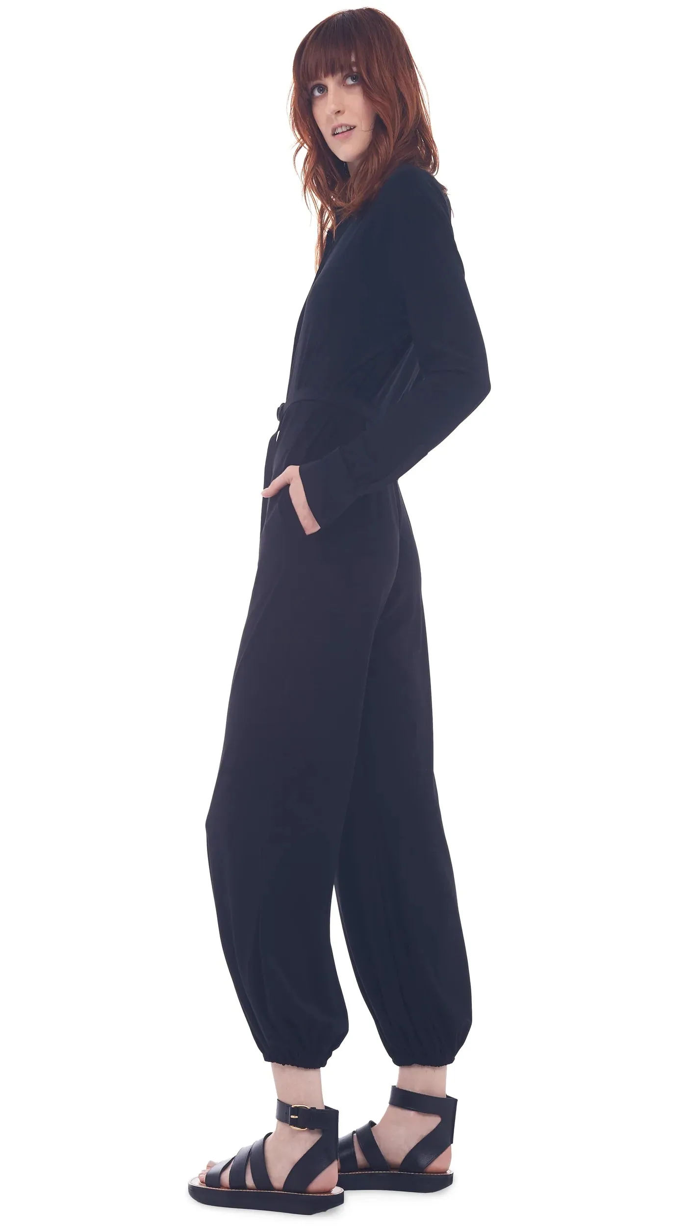 Norma Kamali - NK Shirt Jog Jumpsuit - Black