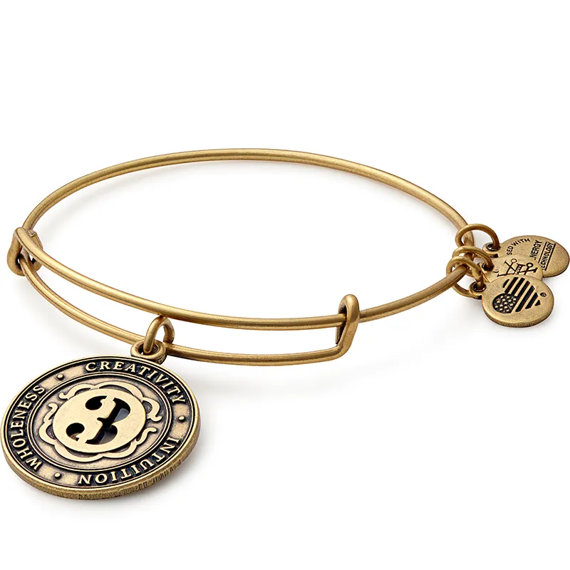 Number 3 Charm Bangle Bracelet