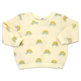 oh baby! French Terry Brooklyn Boxy Sweatshirt - Mist Stegosaurus Print - Vanilla