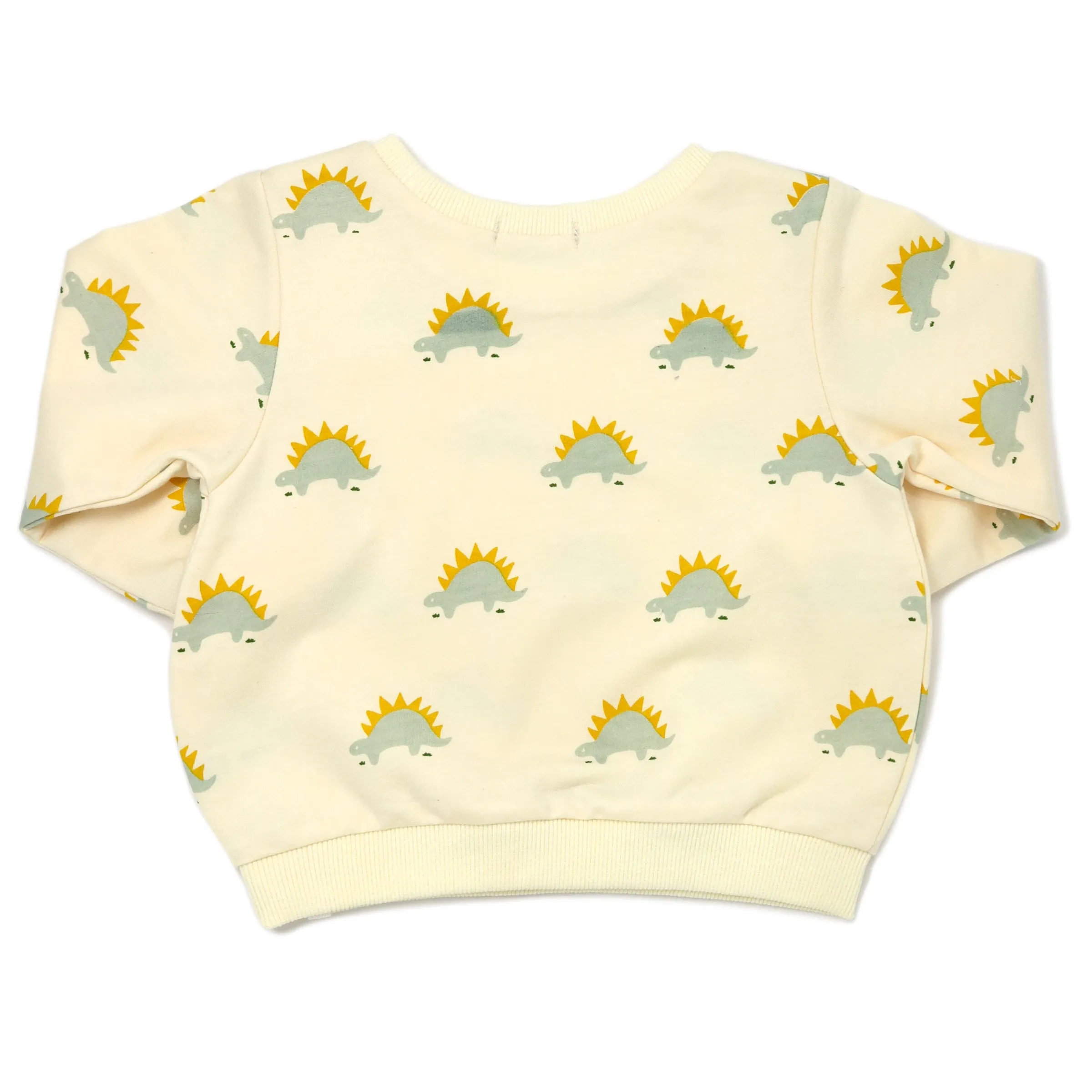 oh baby! French Terry Brooklyn Boxy Sweatshirt - Mist Stegosaurus Print - Vanilla