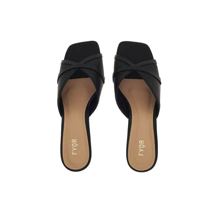 Open Toe Textured Mule BLV 003