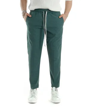 Pantaloni Uomo Pantalaccio Jogger Morbido Viscosa Petrolio Coulisse Elastico In Vita GIOSAL-P6040A