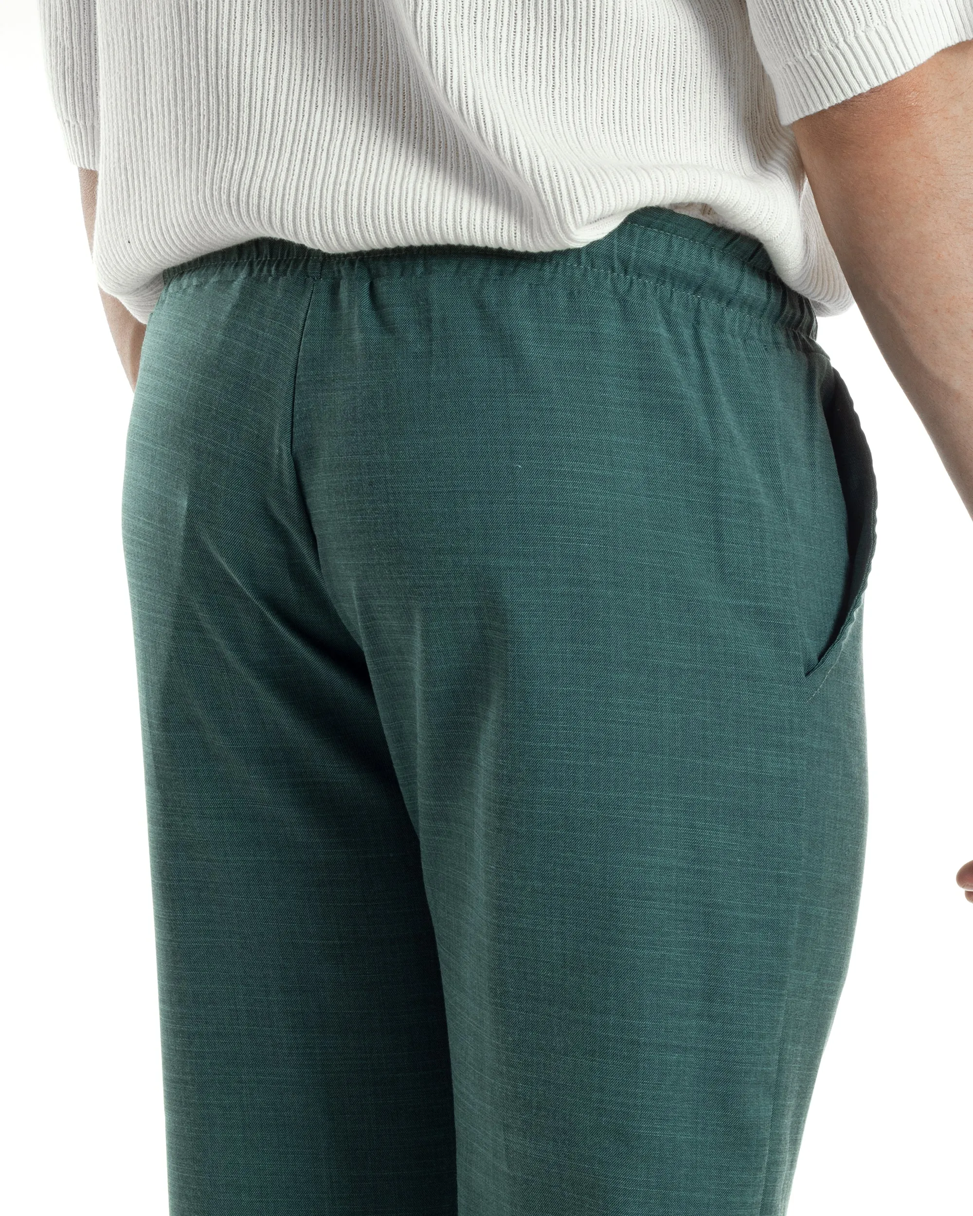 Pantaloni Uomo Pantalaccio Jogger Morbido Viscosa Petrolio Coulisse Elastico In Vita GIOSAL-P6040A