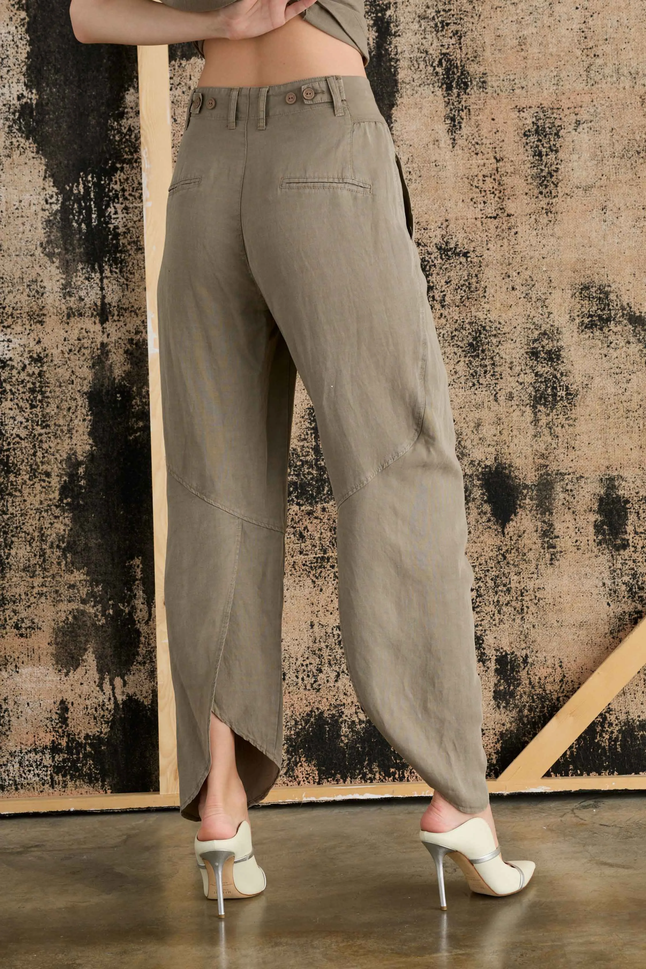 Pants with Elastic Waist Garment-Dyed 06DU 7049