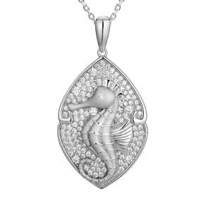 Pavé Magical Seahorse Mandorla Pendant