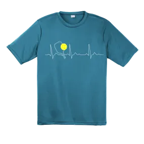 Pickleball Heartbeat EKG | Men's Short Sleeve Athletic Pickleball Shirt | 100% Polyester