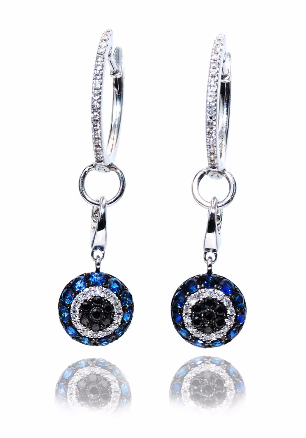 Pippo Perez Diamond & Sapphire Evil Eye Hoop Dangle Earrings