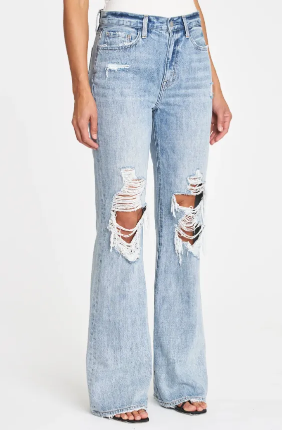 Pistola Stevie High Rise Relaxed Flare - Palms Distressed