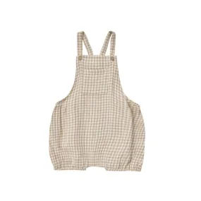 Quincy Mae Hayes Romper - Oat Gingham