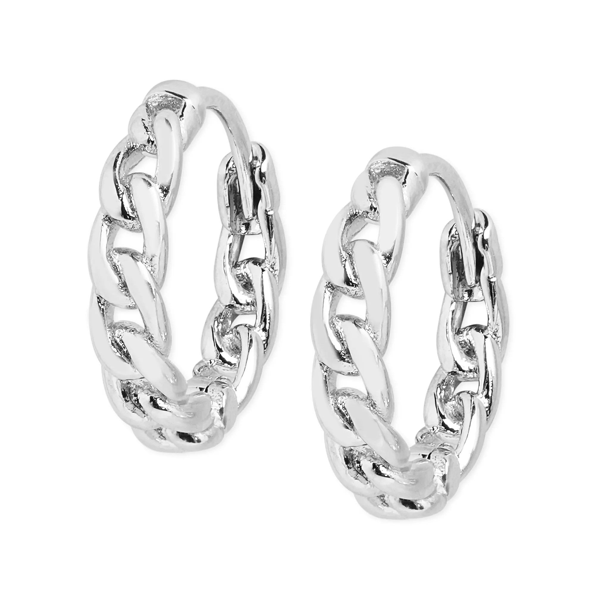 Real Platinum- Plated Silver Z Platinum-Plated Twisted Hoops Earrings Set Of 3