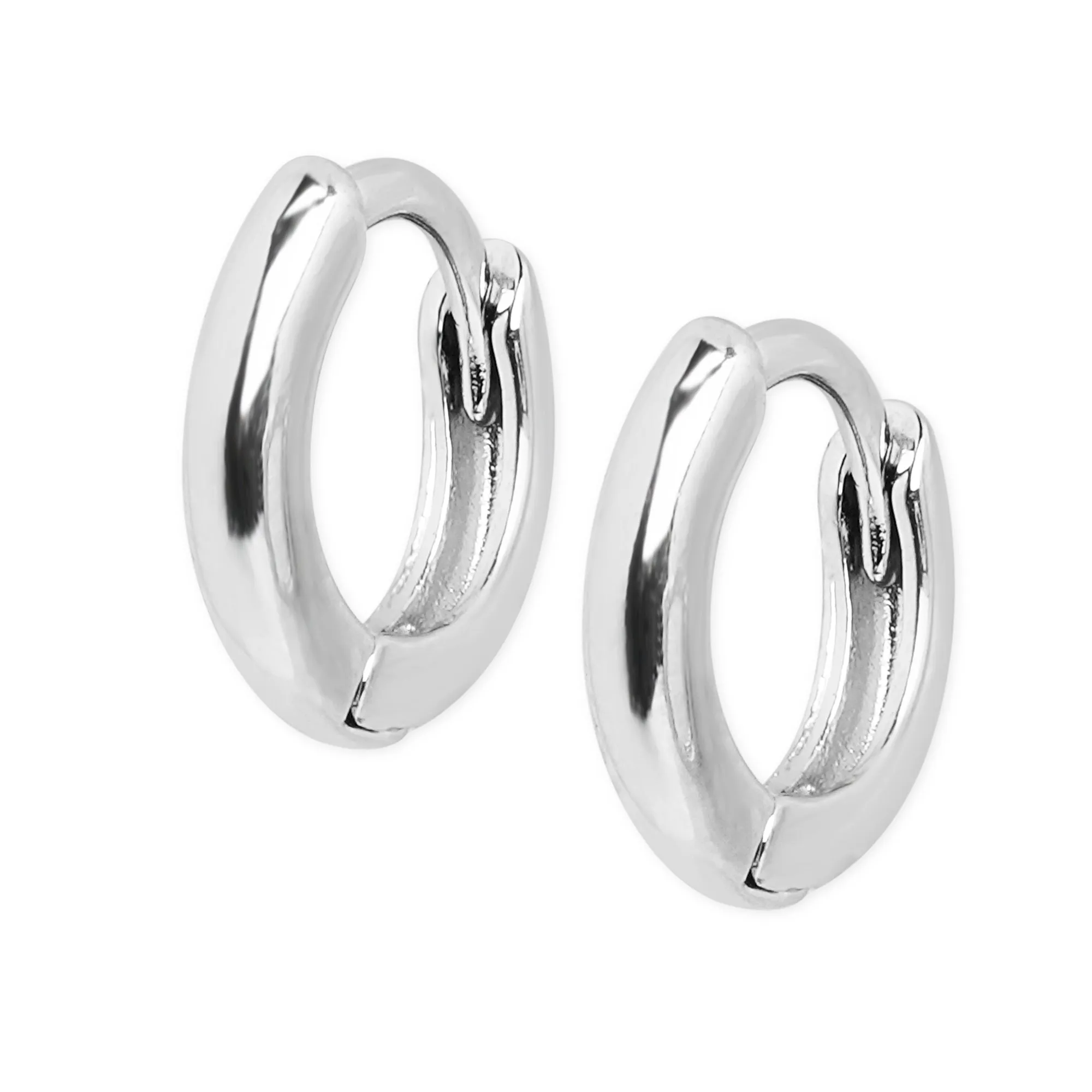 Real Platinum- Plated Silver Z Platinum-Plated Twisted Hoops Earrings Set Of 3