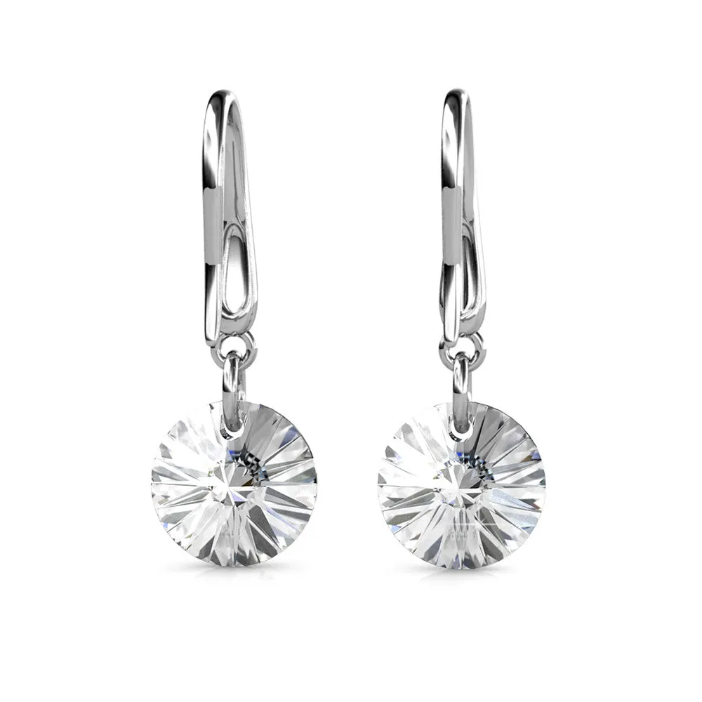 Reese 18k White Gold Plated Earrings with Solitaire Round Cut Crystals