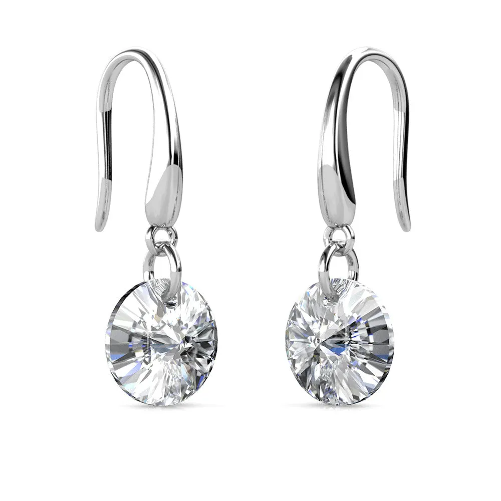 Reese 18k White Gold Plated Earrings with Solitaire Round Cut Crystals