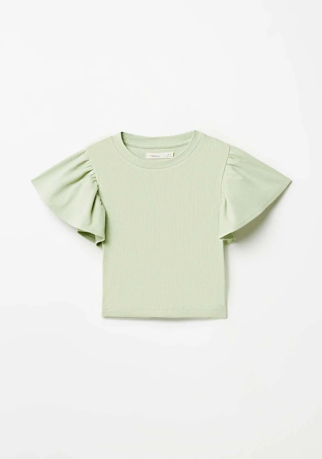 Rib Ruffle T-Shirt - Green