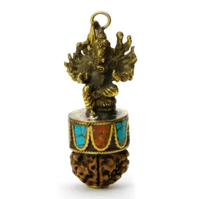 Rudraksha Prayer Bead with Lord Ganesha The Valiant Pendant # 44 / 4