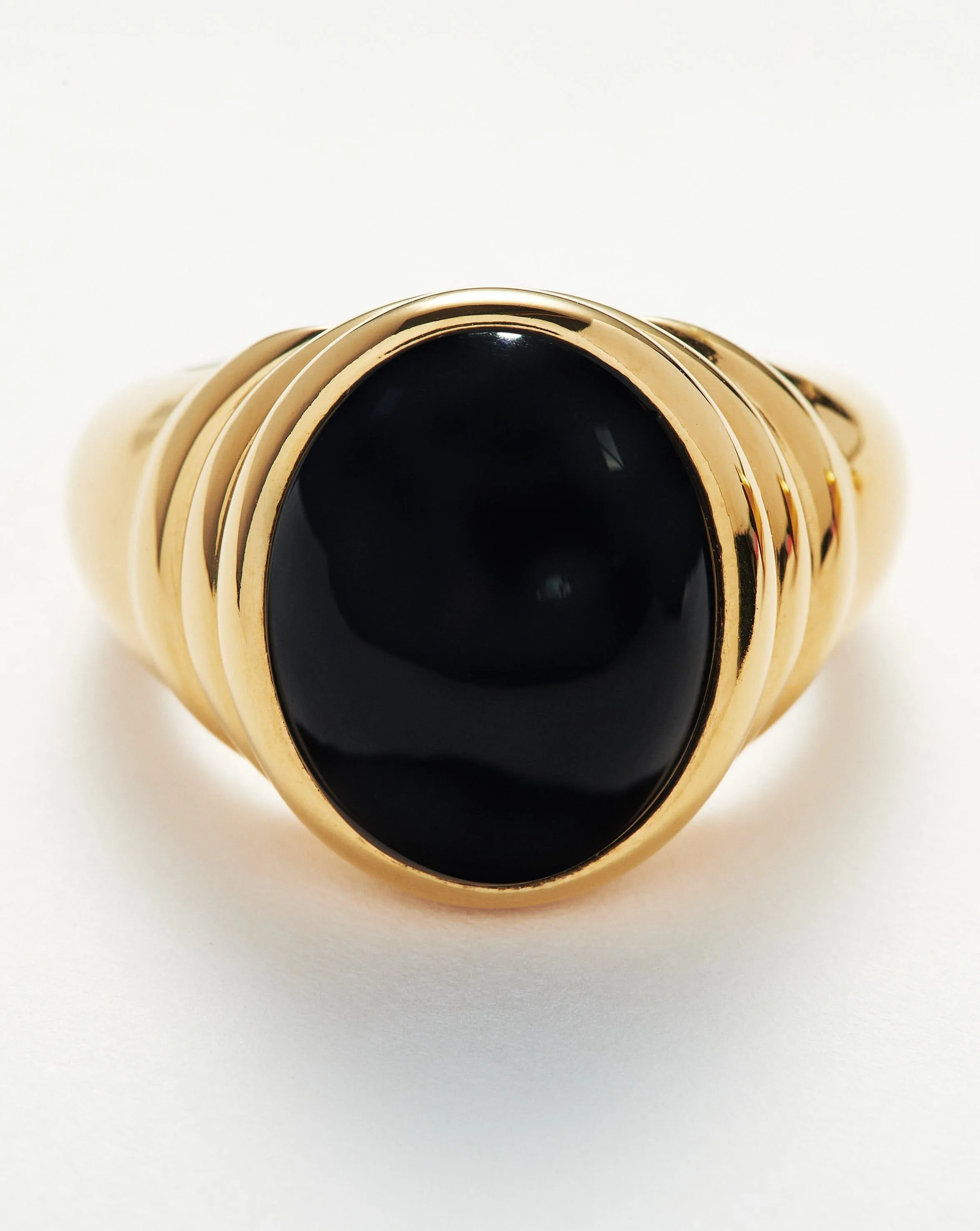 Savi Ridge Oval Gemstone Chunky Ring | 18ct Gold Plated Vermeil/Black Onyx