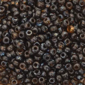 Seed Beads-11/0 Round-4502 Transparent Dark Topaz Picasso-Miyuki-16 Grams