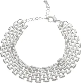 Silver Basket Link Chain Bracelet