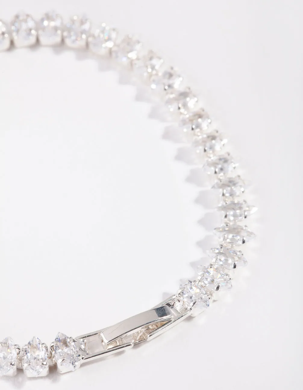 Silver Cubic Zirconia Navette Tennis Bracelet