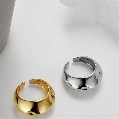 Silver Irregular Bumpy Glossy Band Ring