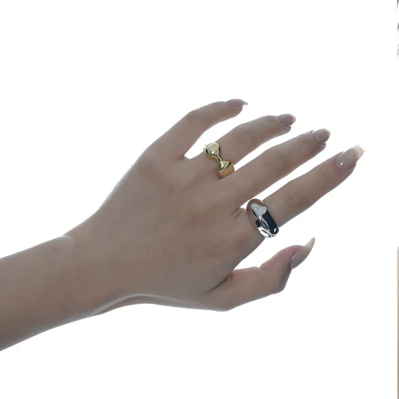 Silver Irregular Bumpy Glossy Band Ring