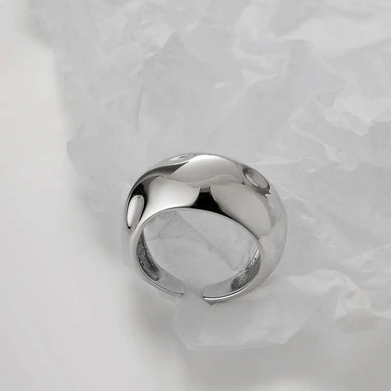 Silver Irregular Bumpy Glossy Band Ring