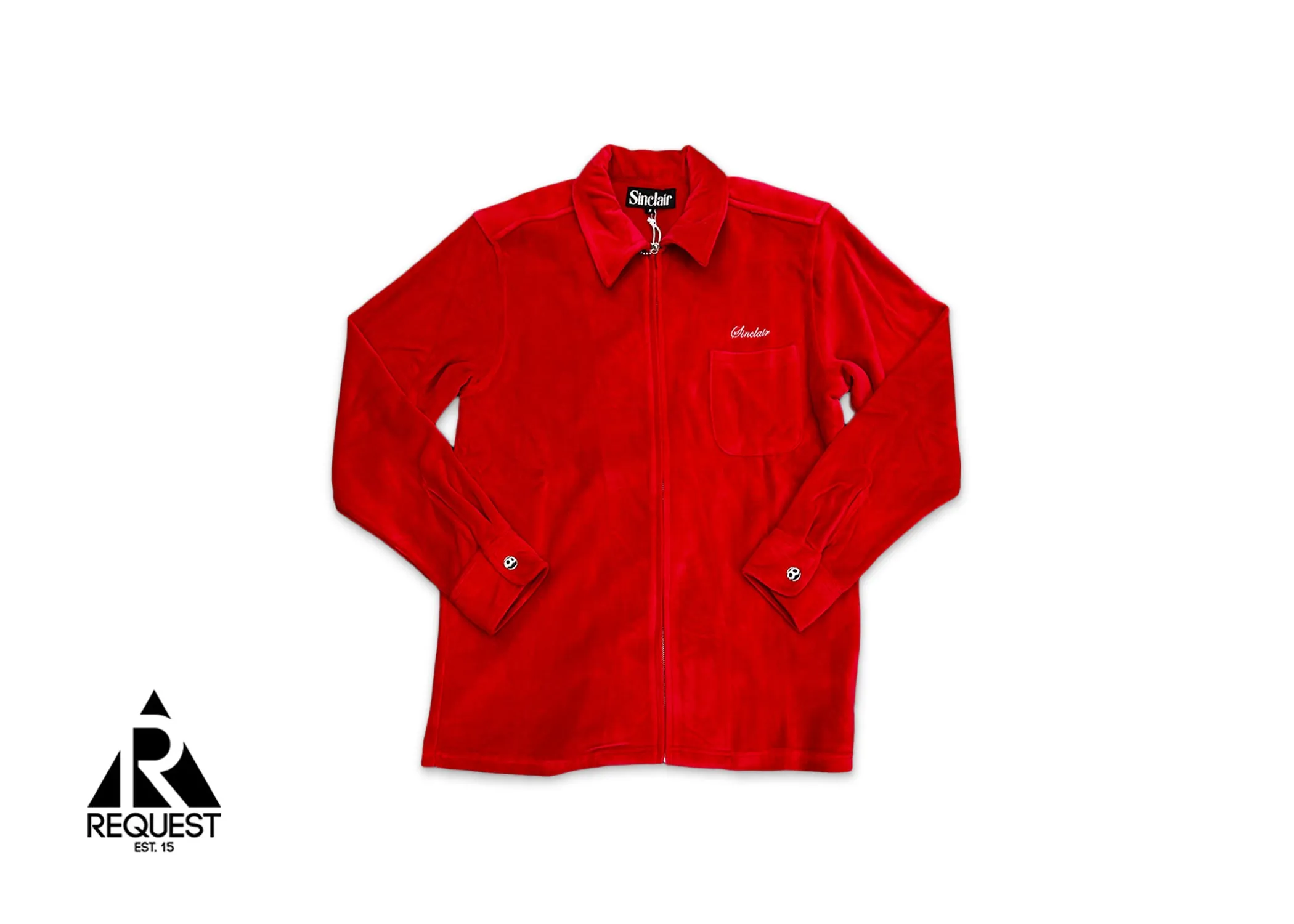 Sinclair Velour Zip Shirt Red