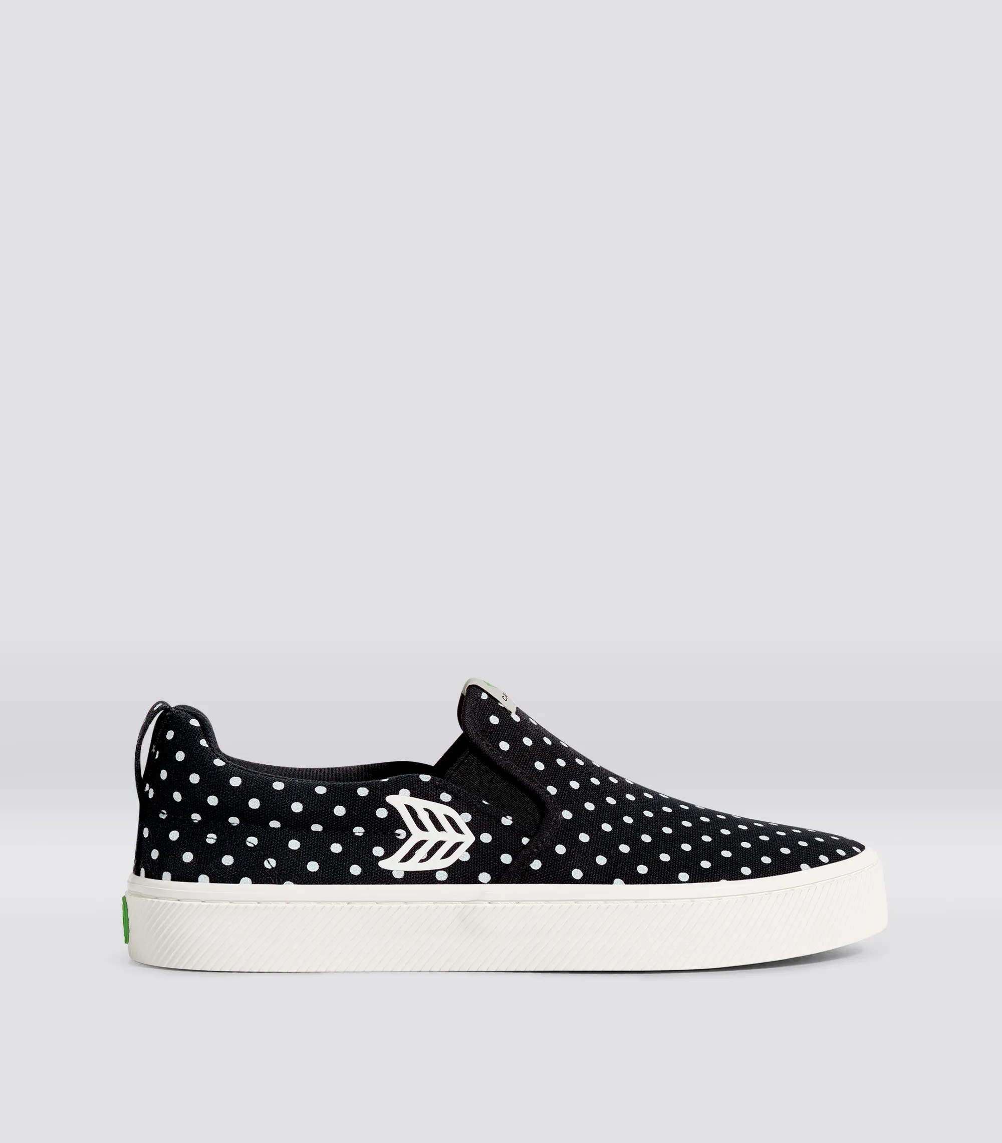 SLIP ON Black Canvas White Polka Dots Sneaker Women