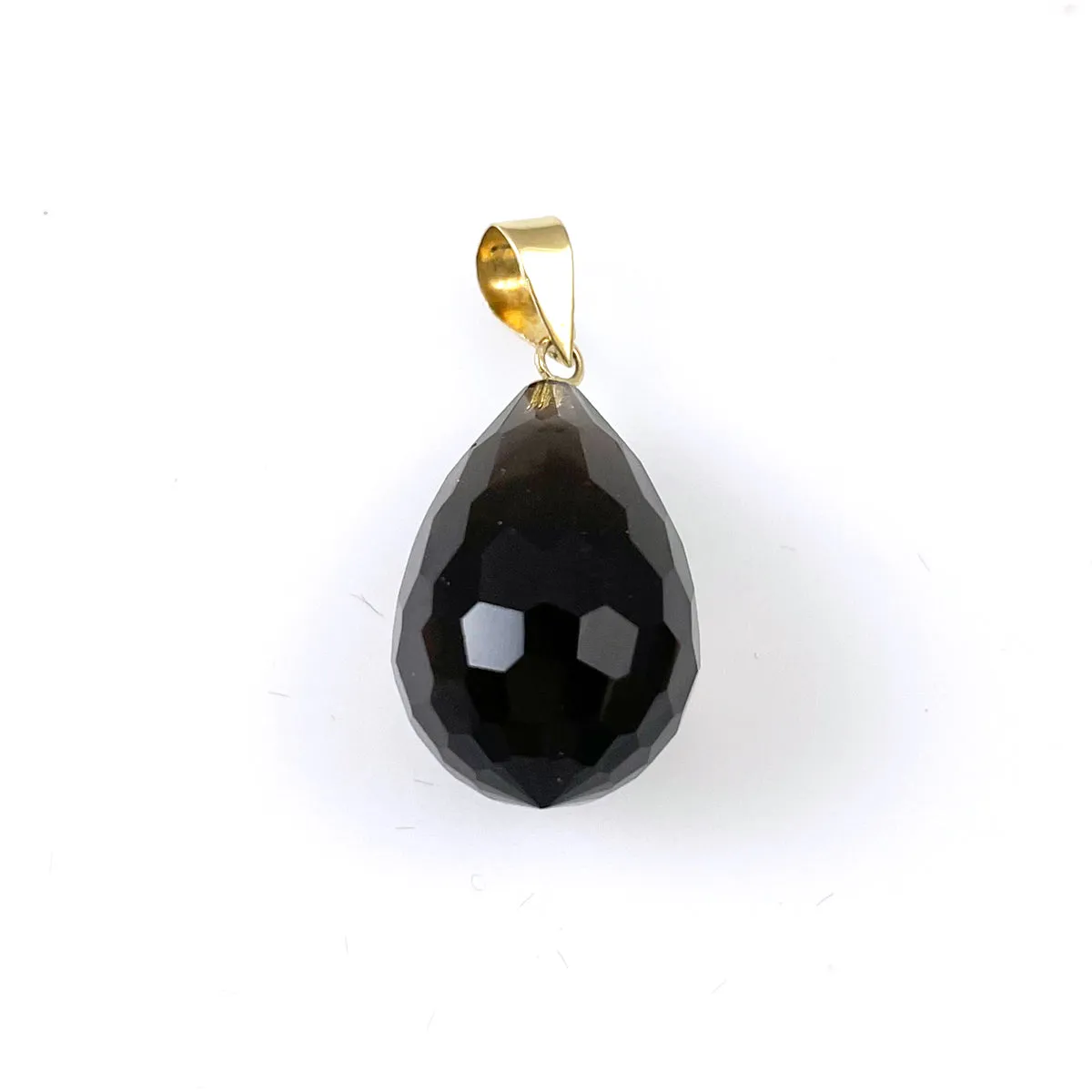 Smoky Quartz Faceted Pendant 14K Gold