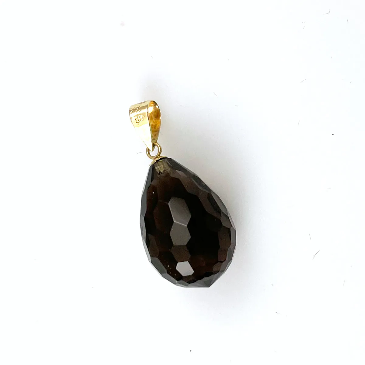 Smoky Quartz Faceted Pendant 14K Gold