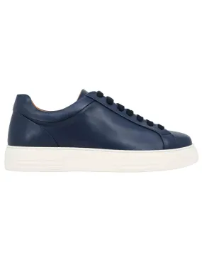 Sneakers uomo in pelle blu con suola alta in gomma extra light