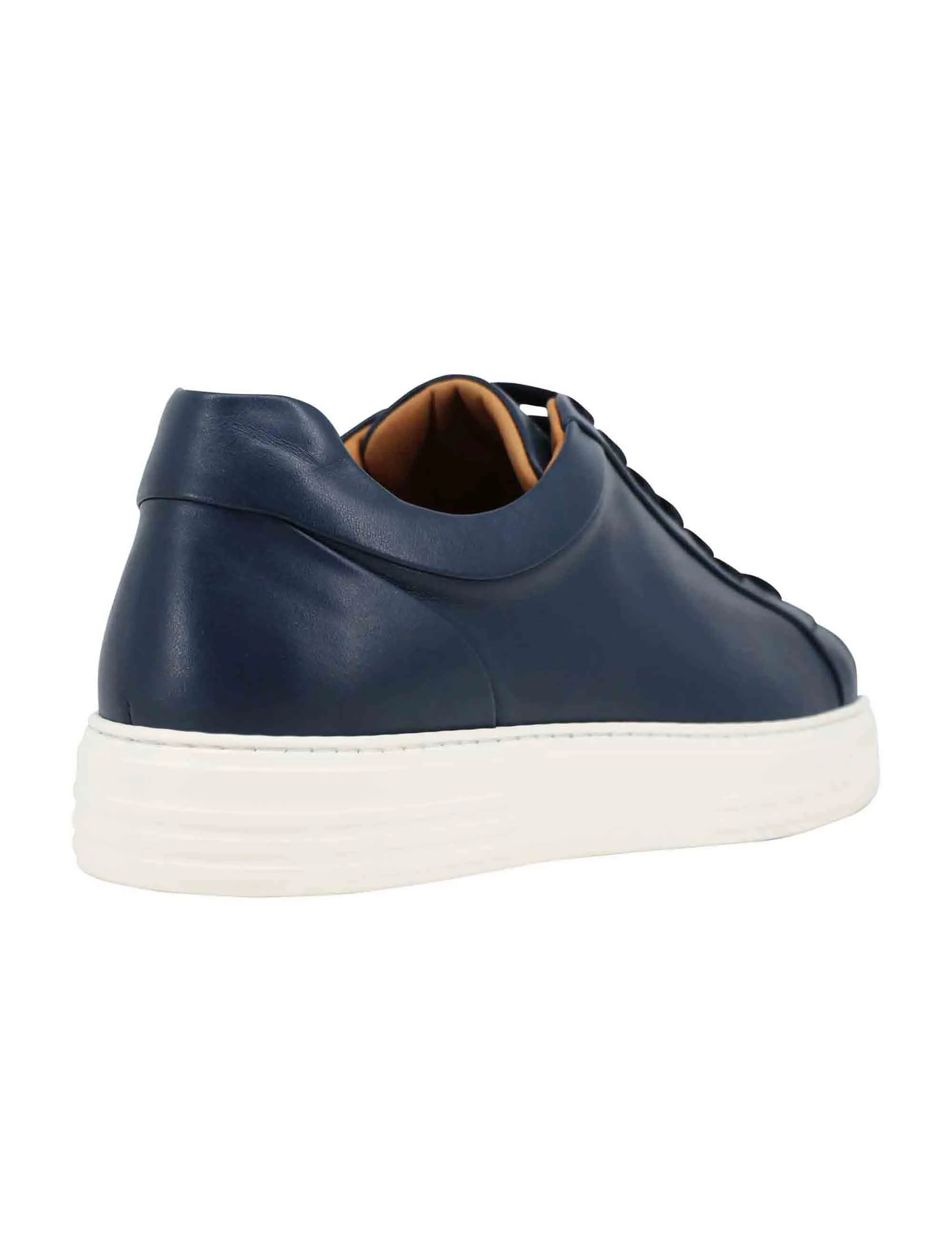 Sneakers uomo in pelle blu con suola alta in gomma extra light