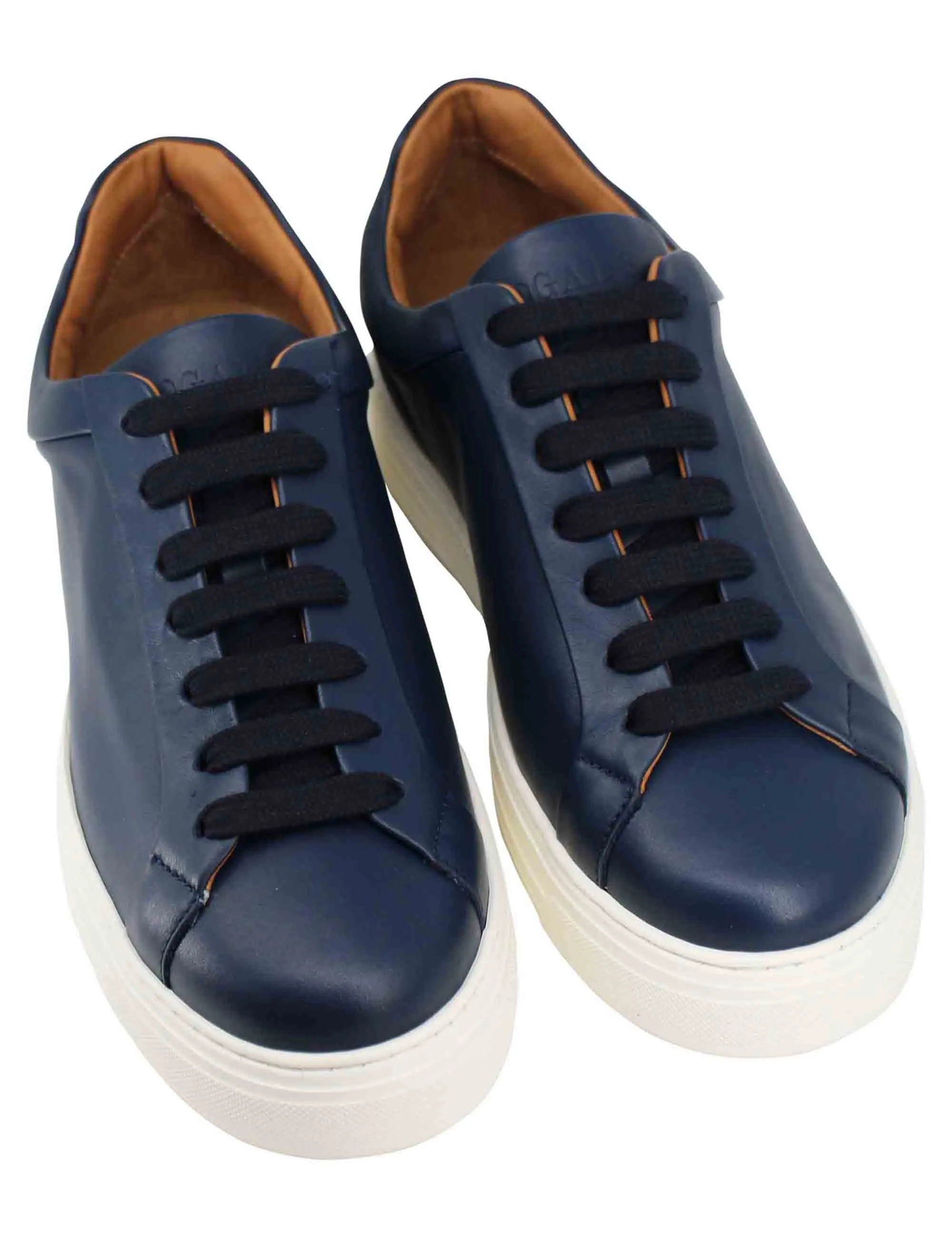 Sneakers uomo in pelle blu con suola alta in gomma extra light