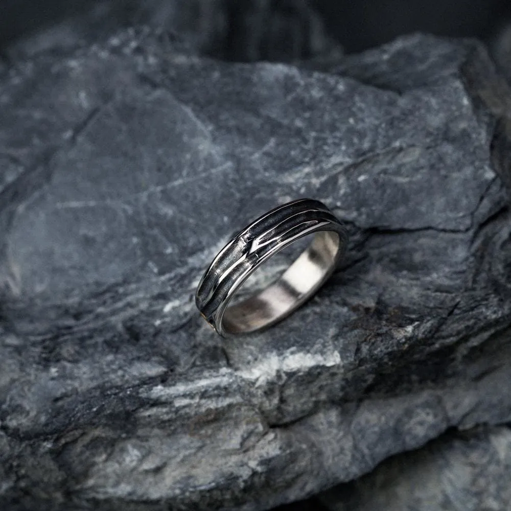 Stainless Steel Embossed Runes Ring